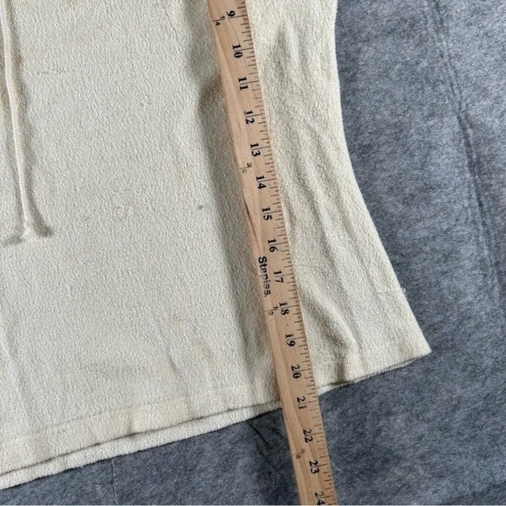 Vintage 60s Hoodie XS Cream French Terry cloth Chinstrap 1960s Lightweight True